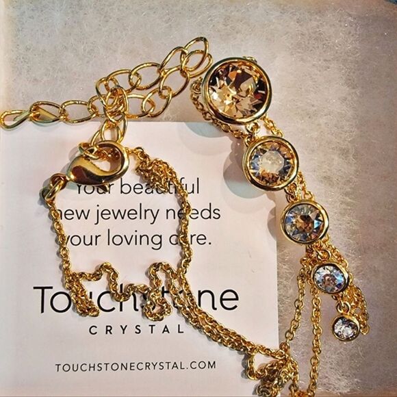 #Touchstone Crystal Golden Splash Pad Pendant Necklace 15" to 18" Discontinued - Picture 3 of 6
